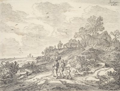 في الكثبان خارج هارلم ، 1655 (طباشير على ورق) بواسطة بيتر مولين